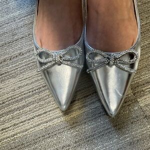 Abound Silver Flats with Bow Detail